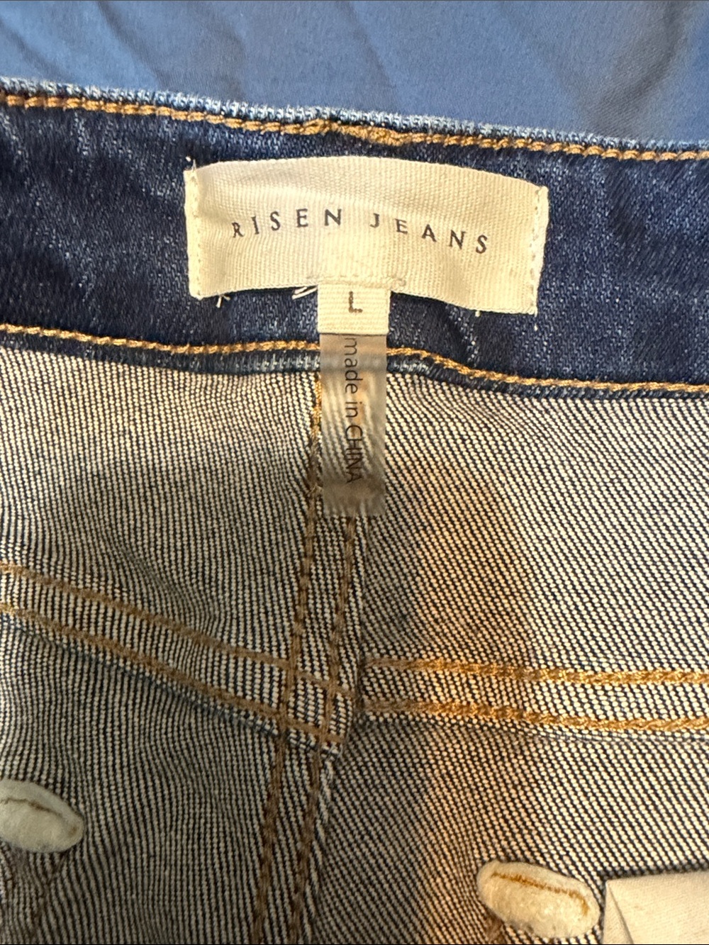 Risen Dark Blue Distressed Denim Jean Shorts - Mid Rise - Picture 7 of 8